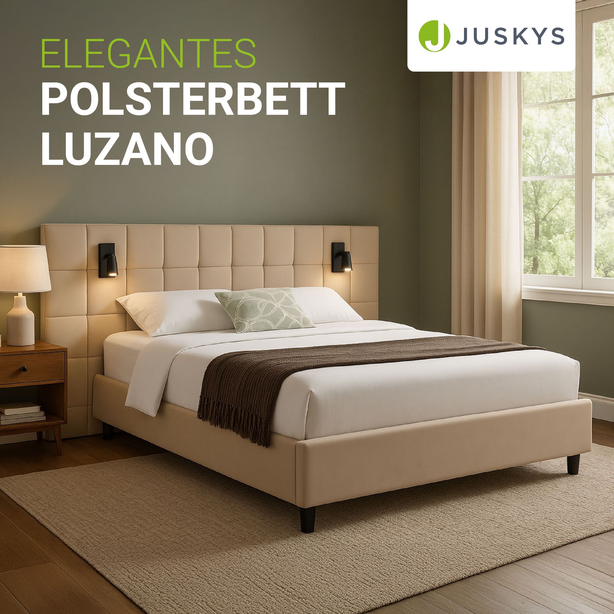 Juskys Polsterbett Luzano, 140x200 cm, Samt, luxuriöses Design, mit LED, La günstig online kaufen