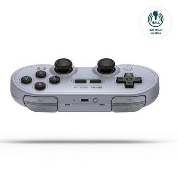 8bitdo SN30 Pro mit Hall-Effekt-Joystick Gray Edition Controller (Einzelset, Hall-Effekt, Vibrationsfunktion, Retro-Design)