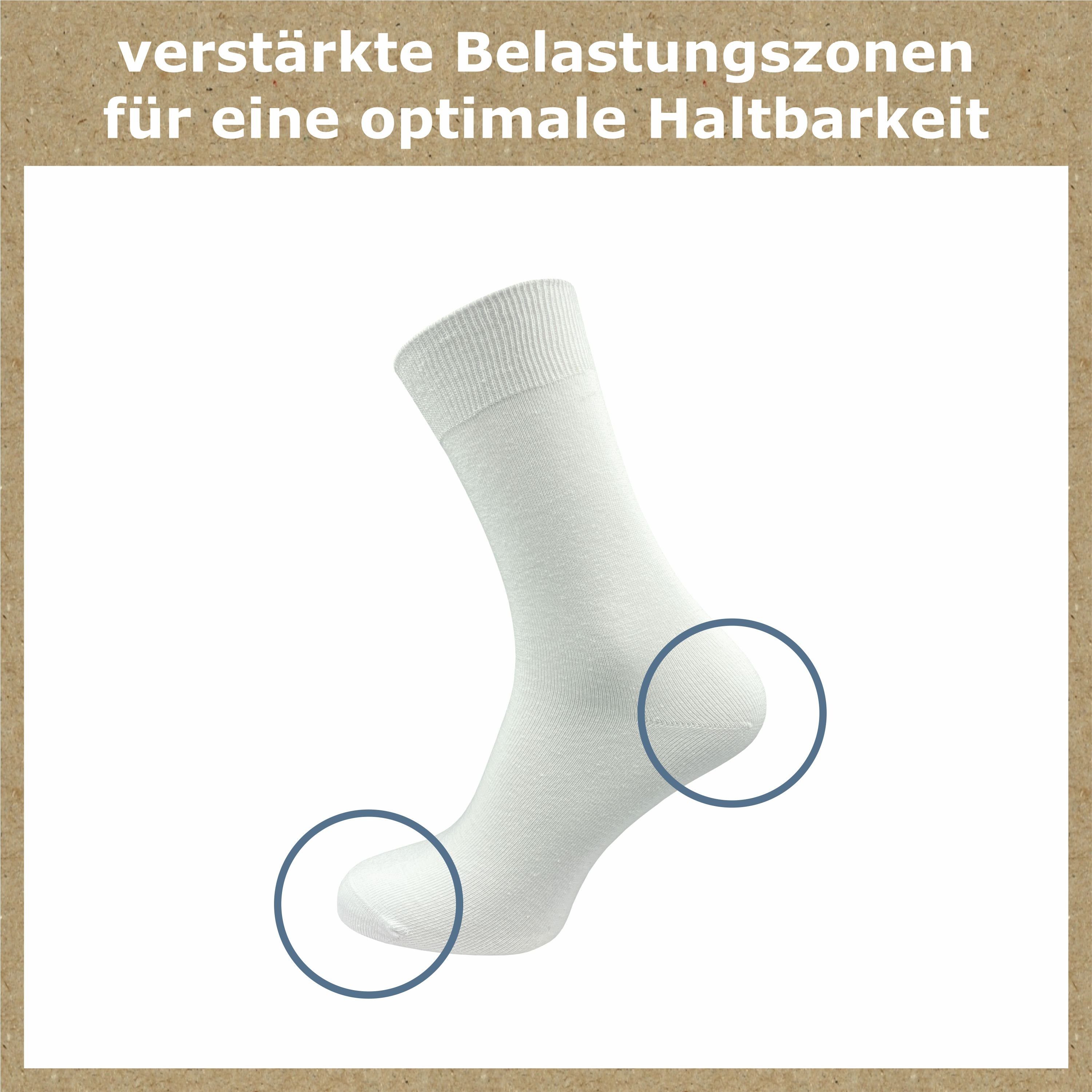 GAWILO Socken für Damen und 100% Weiß Baumwolle, (10 Komfortbund aus Business venenfreundlichem Freizeit Herren und mit Paar)