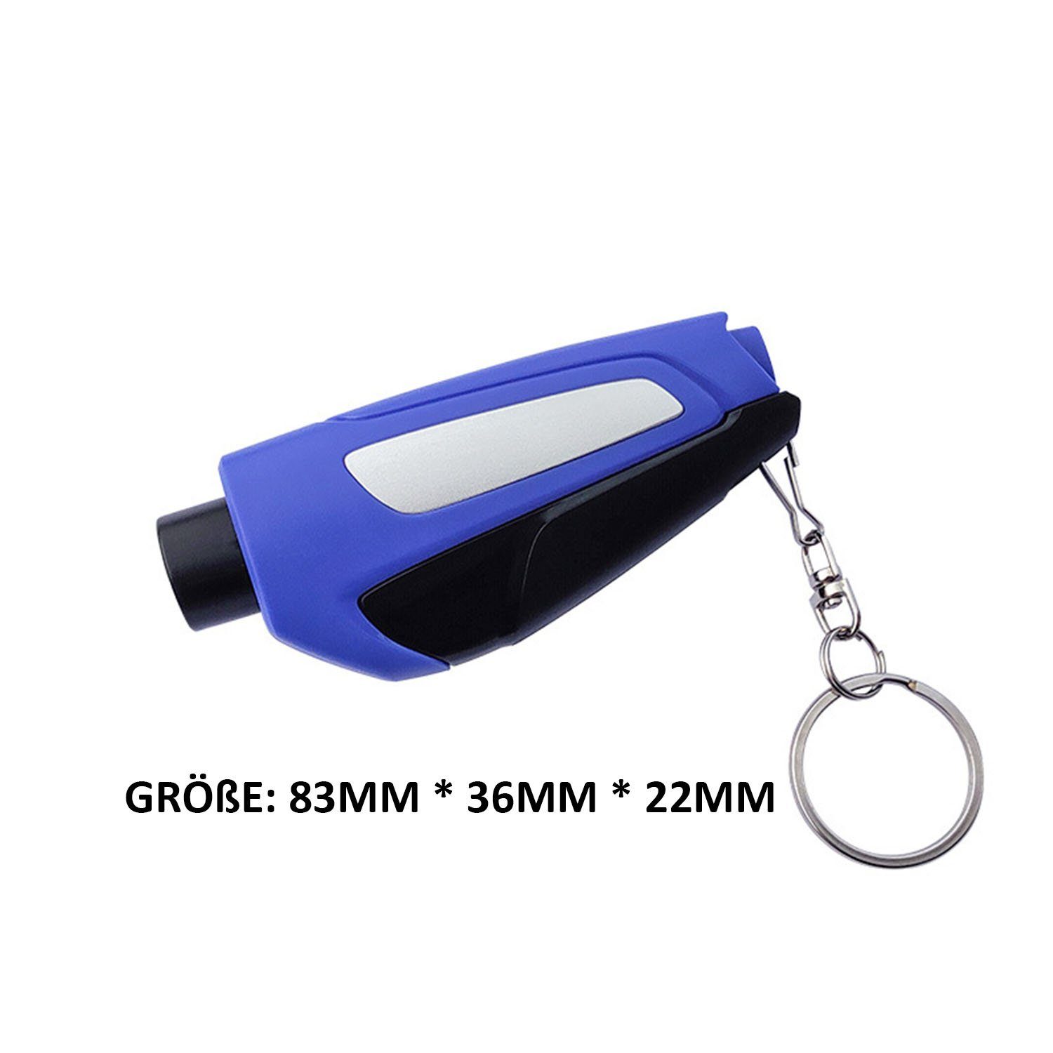 Hammertacker Typ (1 Notfall Schlüsselanhänger tlg), MAGICSHE Fensterbrecher Werkzeug, Blau Autonotrettungswerkzeug Mini