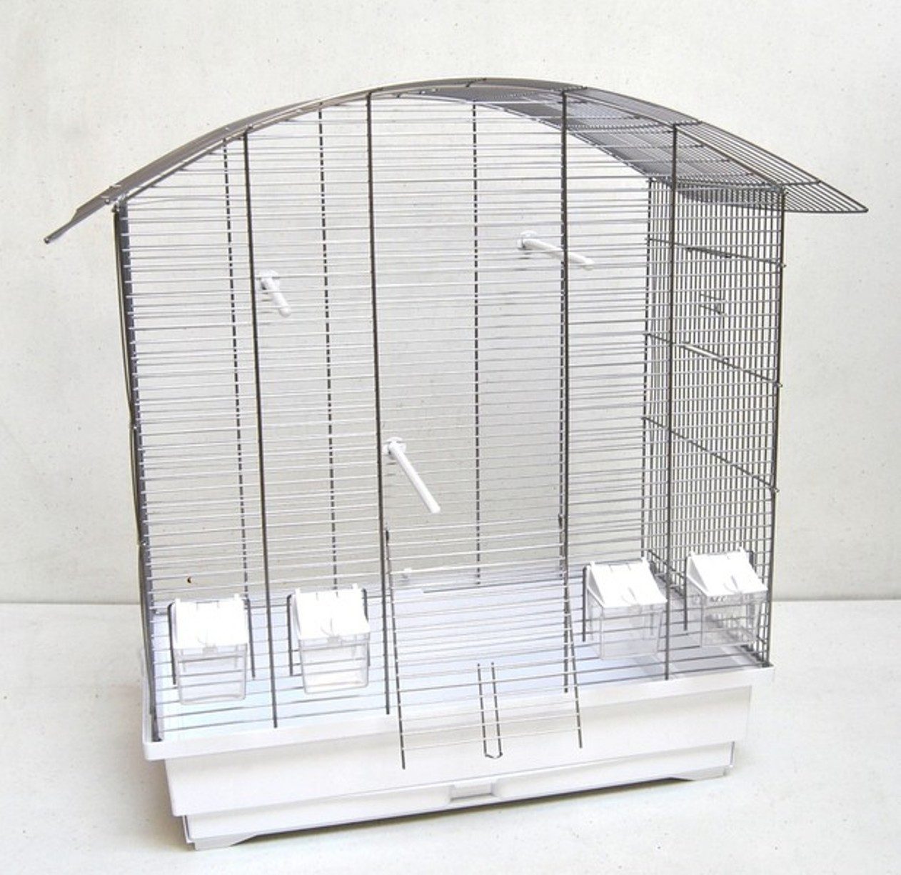 Vogelkäfig Vogelkäfig Ula, Vogelheim mit Zubehör, Chrom/Weiß
