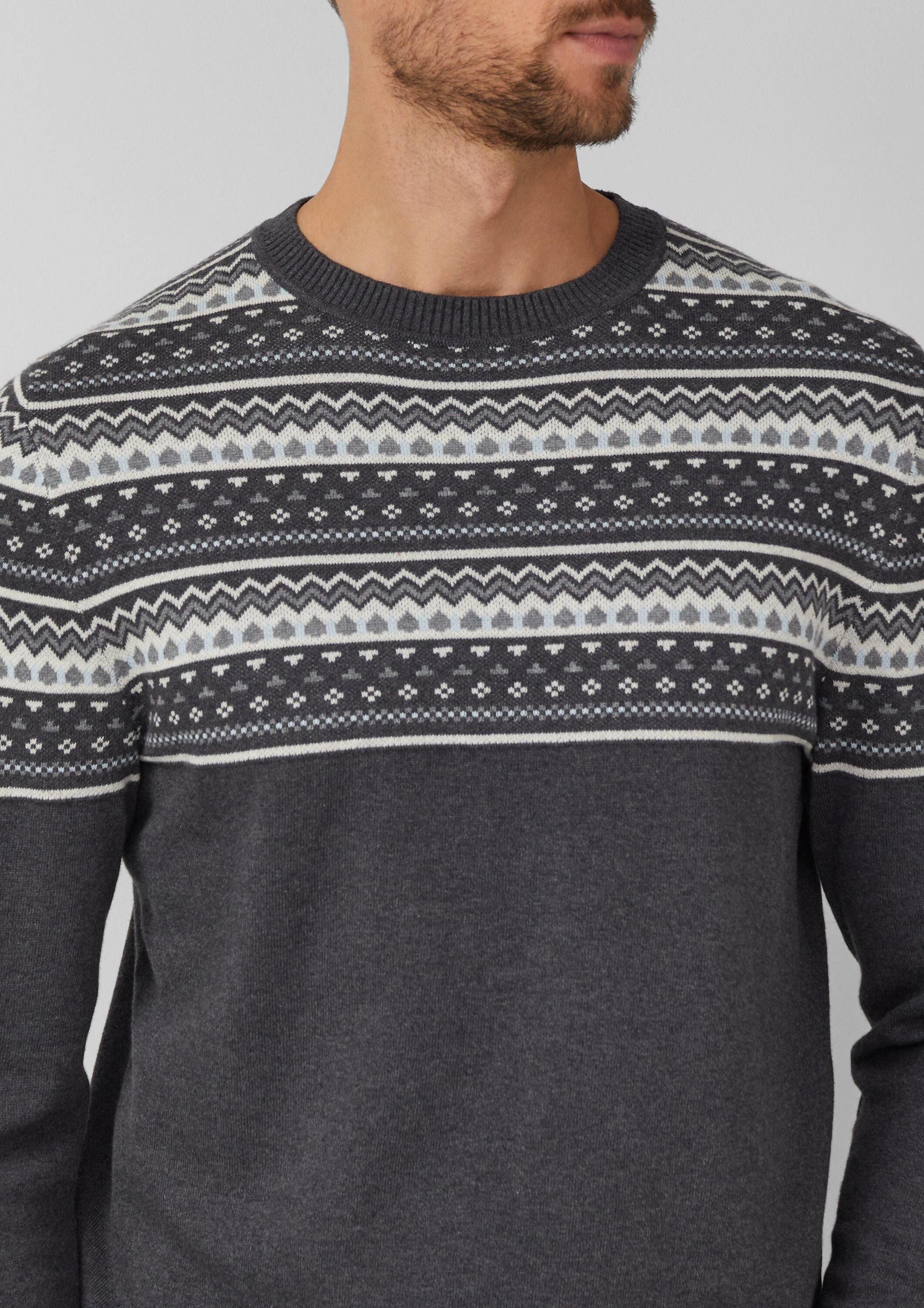 s.Oliver Longpullover Strickpullover Baumwollpullover mit Norwegermuster