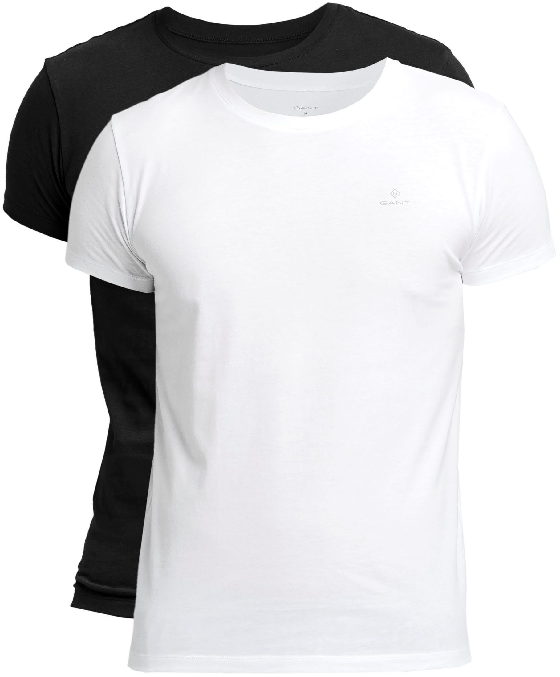 (2-tlg) Gant mit black/ kleinem Kurzarmshirt Logo-Print white