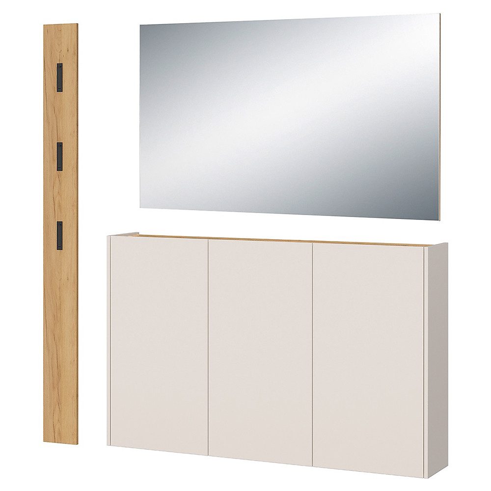 Lomadox Schuhschrank LAPUA-01 in Kaschmir und Eiche, 3-türig, ideal für schmale Flure – Bild 5 von 5