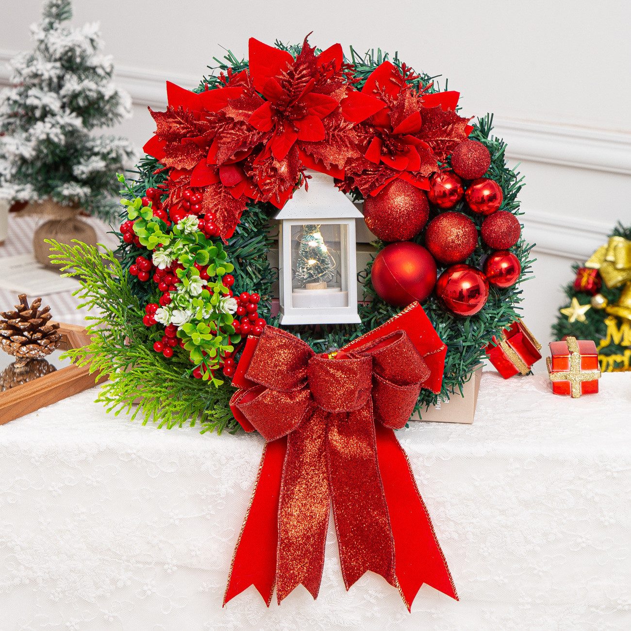 Coonoor Dekokranz LED Künstlicher Weihnachtskranz für günstig online kaufen