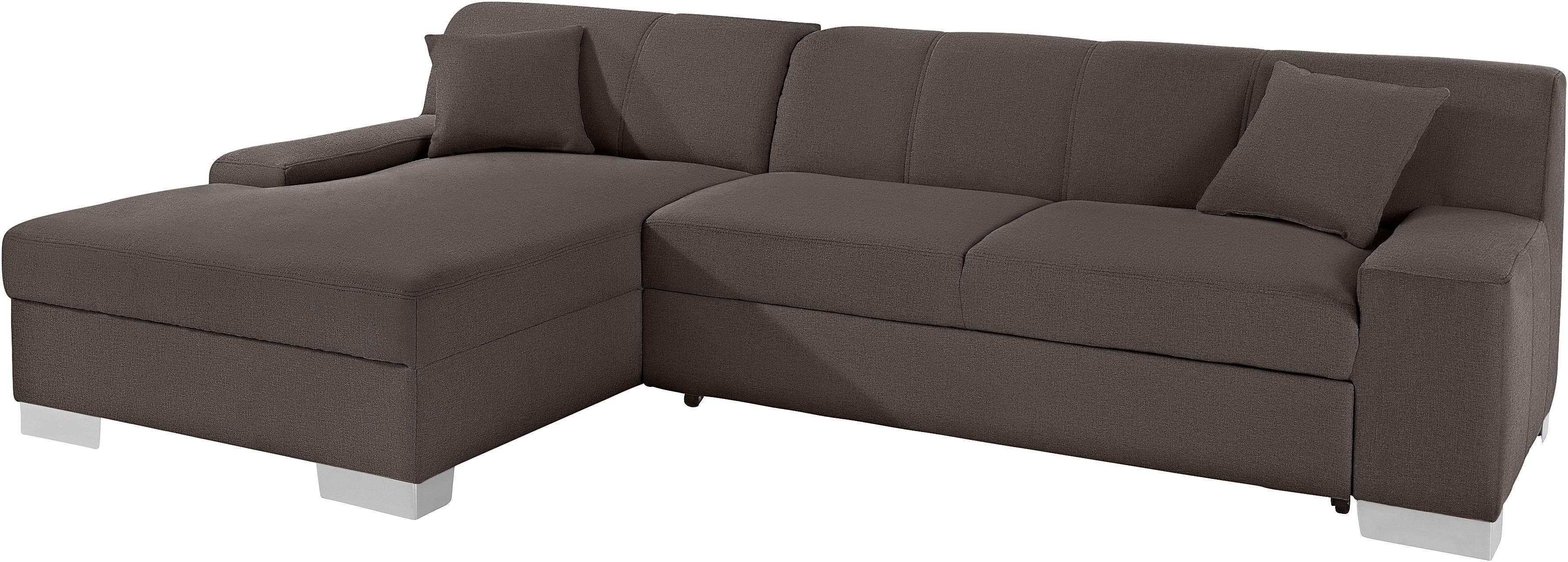 DOMO collection Ecksofa Bero, elegant und zeitlos, flache Armlehnen, Breite 268cm L-Form, fester Sitzkomfort, wahlweise mit Bettfunktion