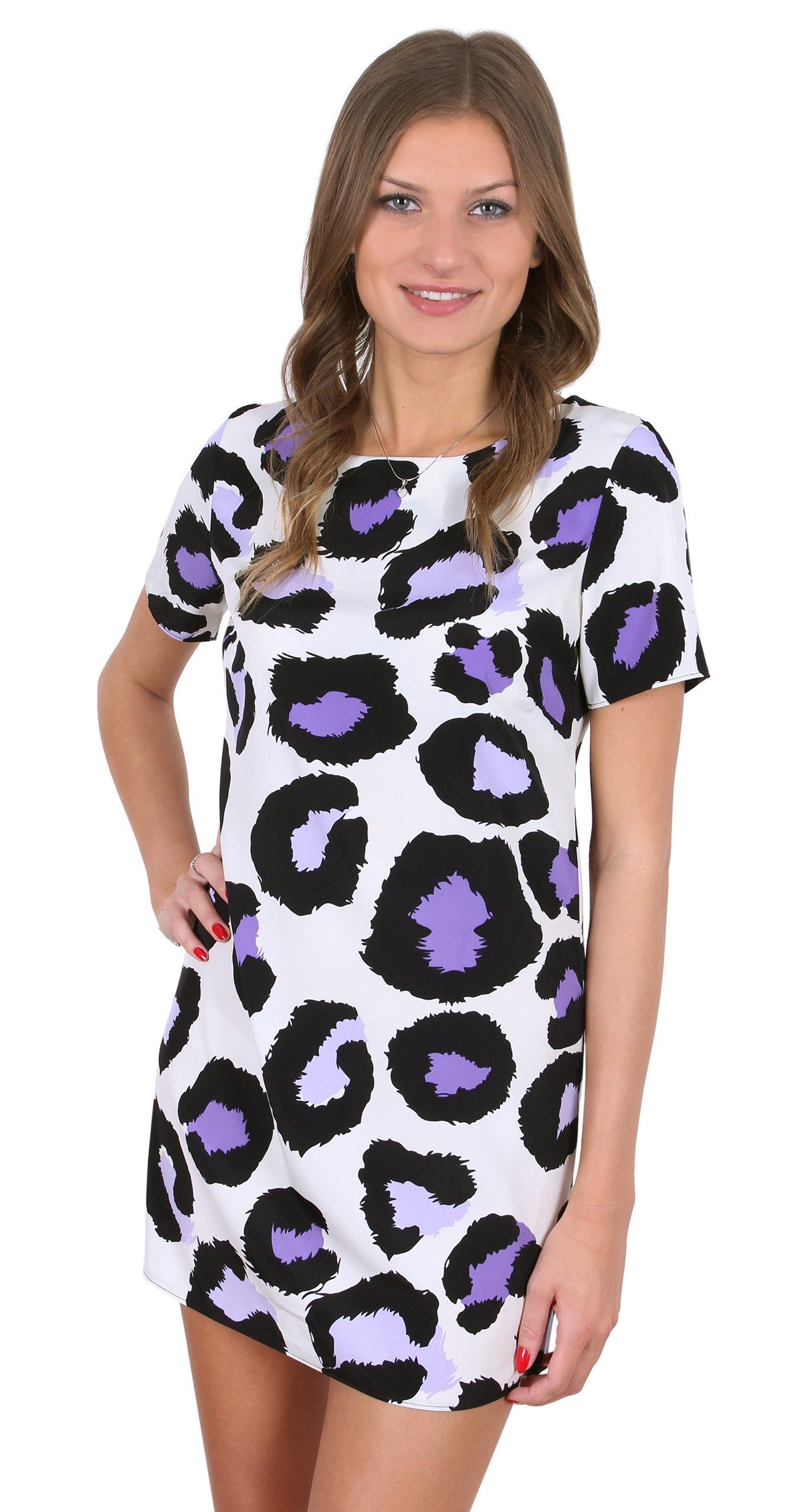 Sarcia.eu Minikleid John Zack cremefarbig-schwarz-violettes Minikleid aus Chiffon XS