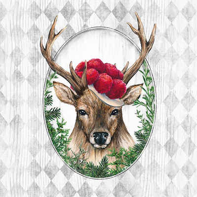 Ambiente Luxury Paper Products Papierserviette 20 Servietten Deer in Frame 33x33cm, (20 St)