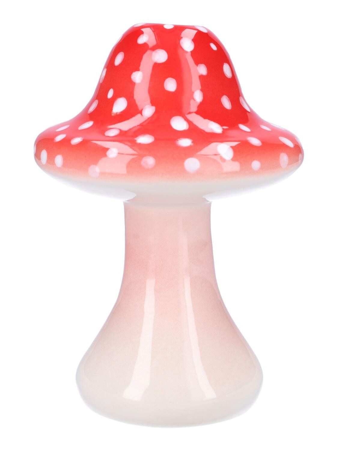 INNA-Glas Dekovase Blumevase RICHLINDE, Fliegenpilz, rot-weiß, 21cm, Ø15cm