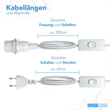 EAZY CASE Lampenfassung 3x E14 Lampensockel mit Schalter und Kabel 3,5m, (Spar-Set, 3-St), E14 Fassung für Lampenschirm DIY Lampe zum Aufhängen Stromkabel Weiß