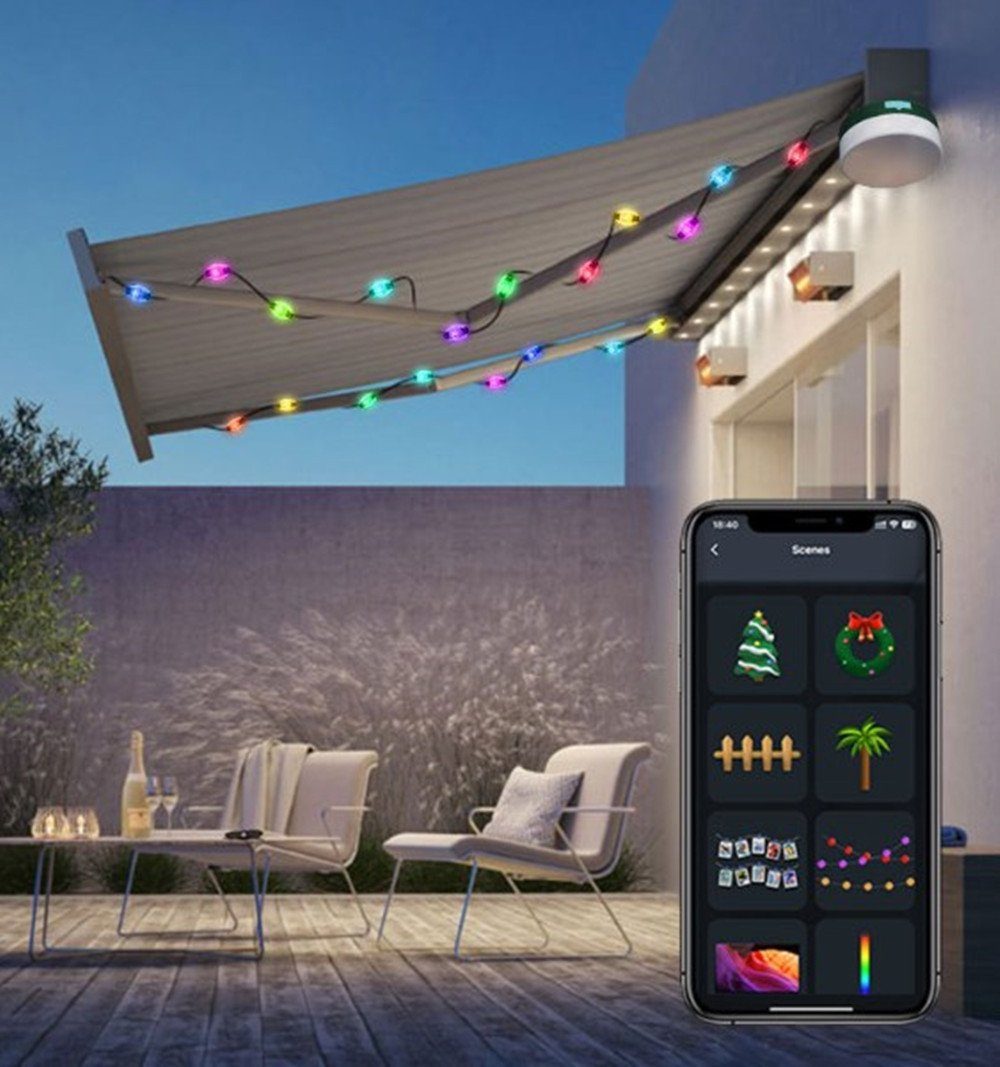 XDOVET LED-Lichterkette Tragbare Solar Lichterkette, Modi Aussen,RGB Solar 5M Camping, Multi LEDs Timer, Dimmbar, Lichterkette IP65 Lichterkette 33 Wetterfest