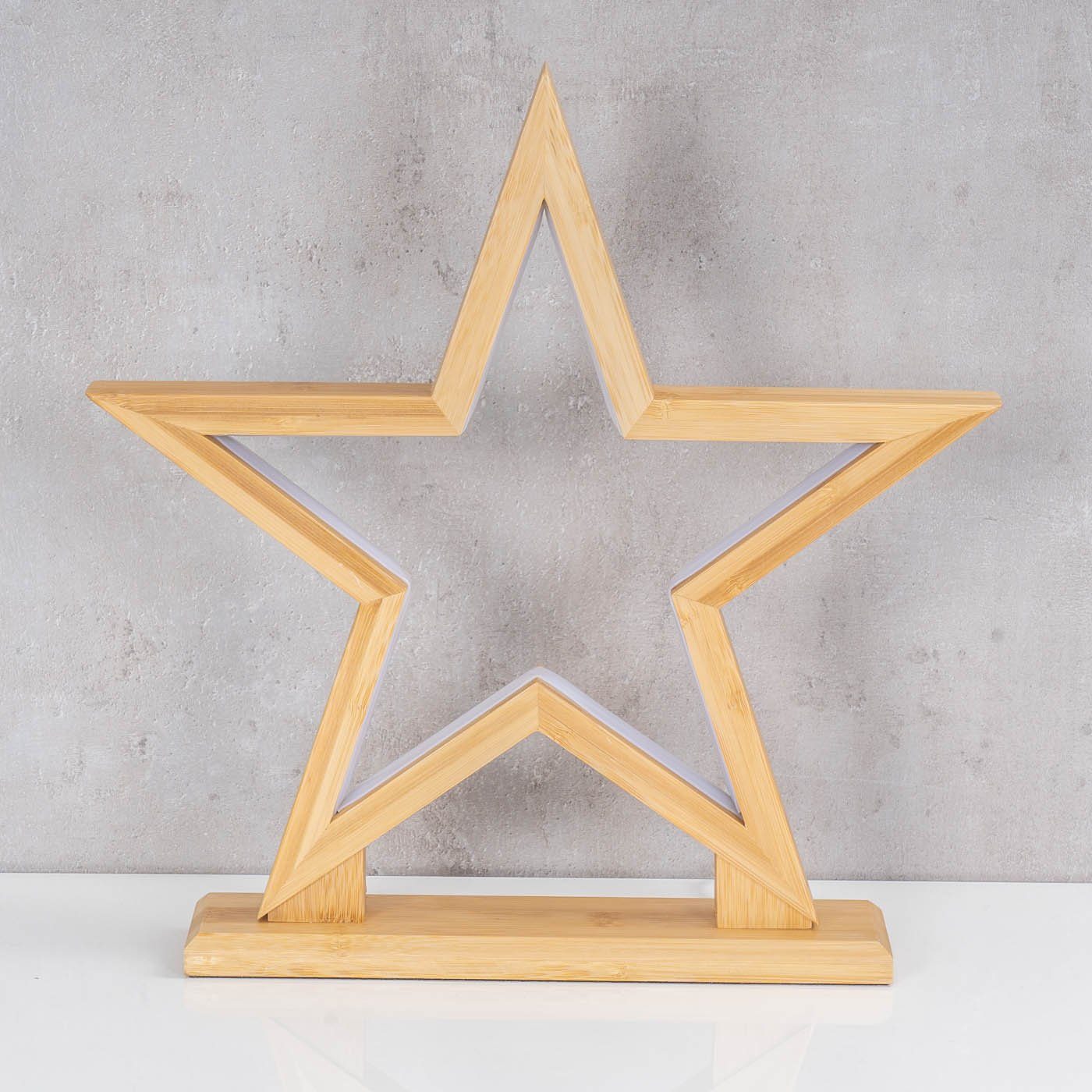 Levandeo® LED Stern, LED Stern Holz H33cm Tischlampe Bambus Weihnachten Dekoleuchte