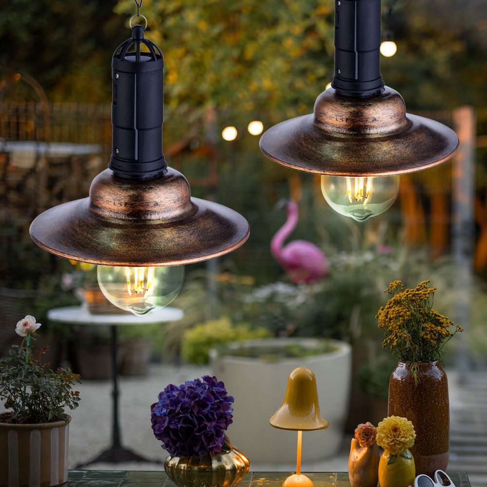 GLOBO LIGHTING LED Solarleuchte, LED-Leuchtmittel fest verbaut, Neutralweiß, Solarlampe Pendelleuchte Außenlampe Glas LED Balkonlampe H 50 cm 2x