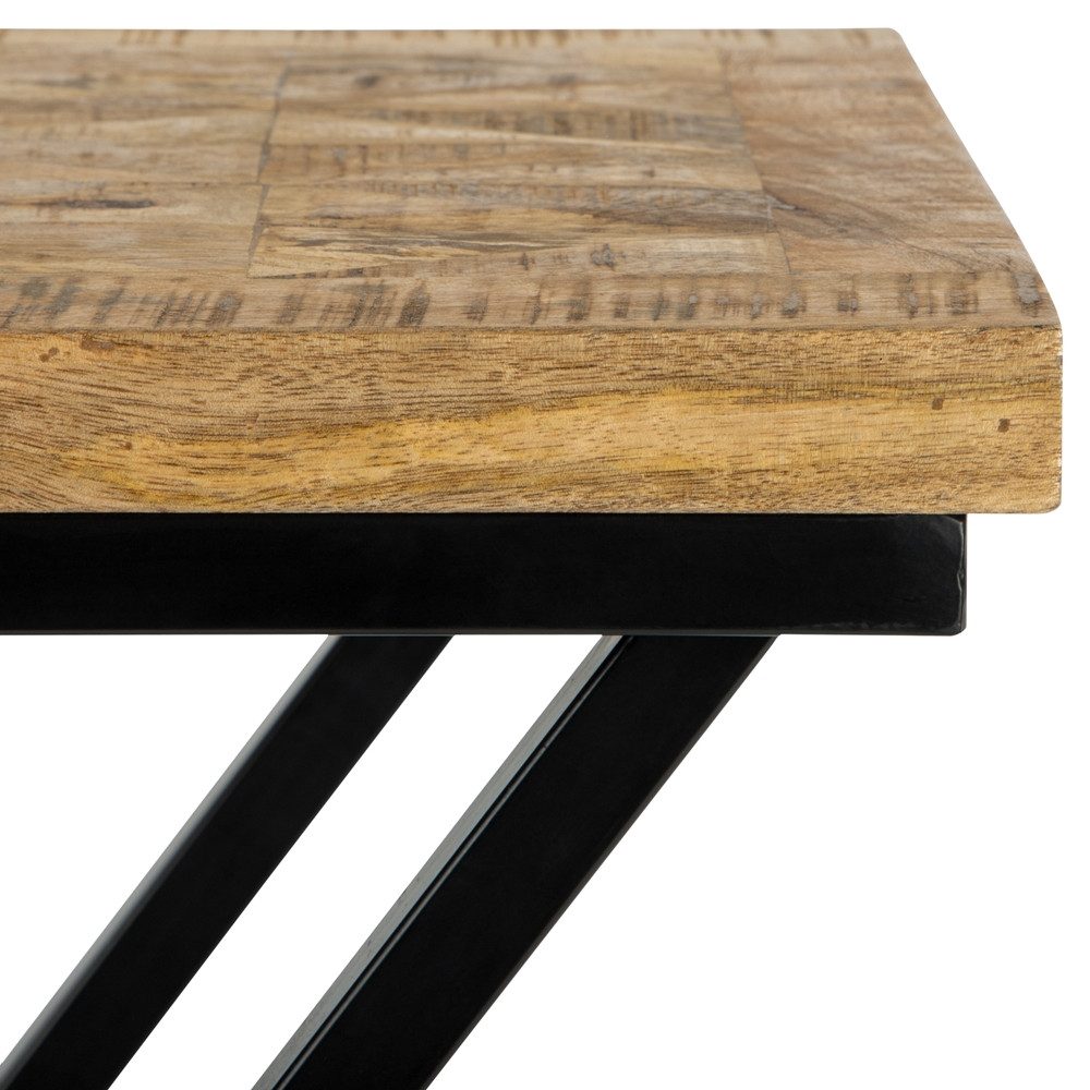 WOMO-DESIGN Beistelltisch Wohnzimmertisch Sofatisch Couchtisch Kaffeetisch Loungetisch Unikat, Natur/Schwarz 48x35x63cm Mangoholz Metallgestell Industrie Design