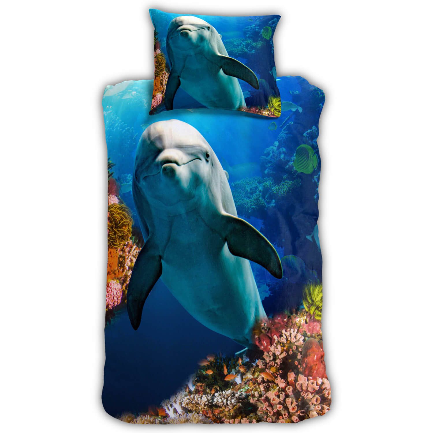 ESPiCO Kinderbettwäsche Delfin, Renforcé, 2 teilig, Unterwasserwelt, Delphin, Ozean, Tier