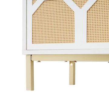 BlingBin Sideboard Wohnzimmerschrank (120*40*71,5cm), strukturierte Rattantür, inklusive verstellbarer Einlegeböden