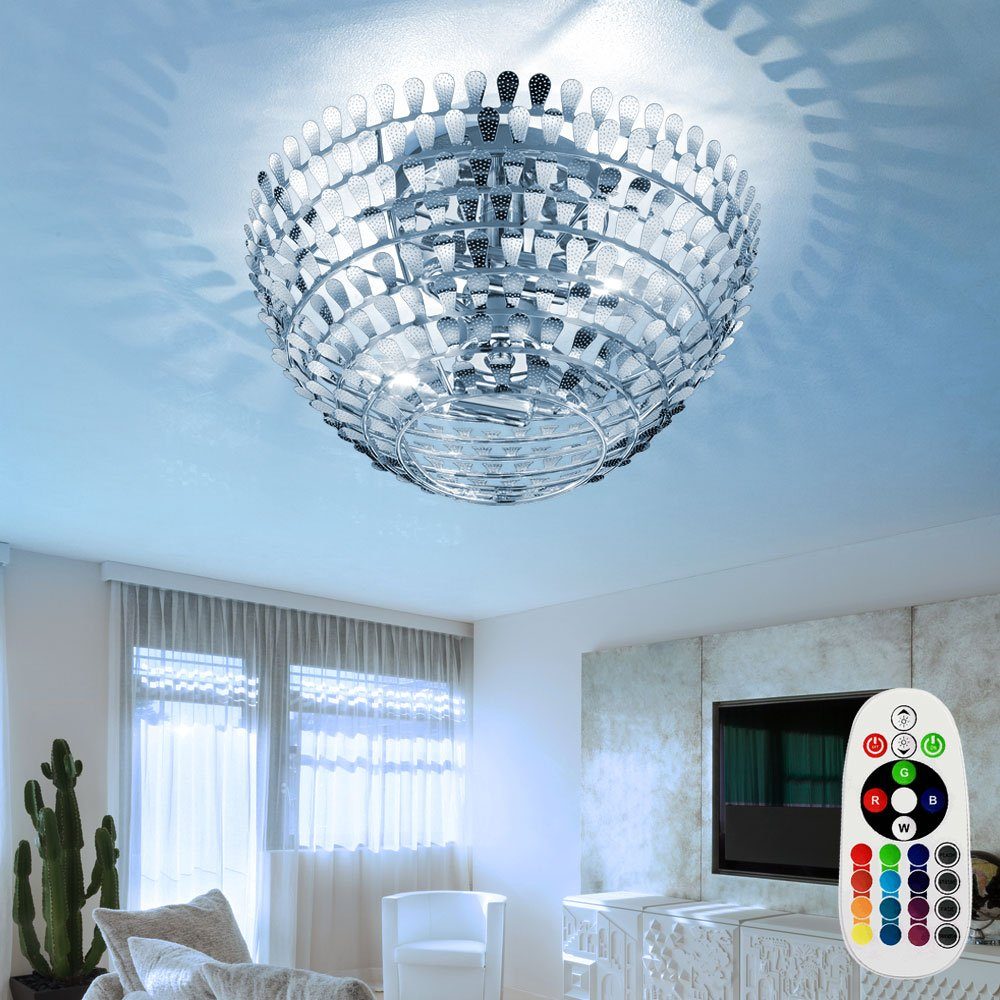 etc-shop LED Deckenleuchte, Leuchtmittel inklusive, Chrom 35 Lampe Decken im Leuchte Set Fernbedienung Durchmesser cm