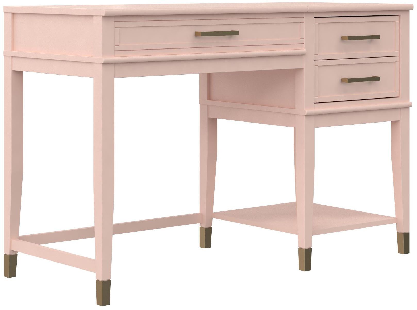 Dorel Home Schreibtisch Westerleigh (1-St), höhenverstellbar, mit 2 Schublade, Beine Massivholz, Griffe aus Metall – Bild 3 von 5