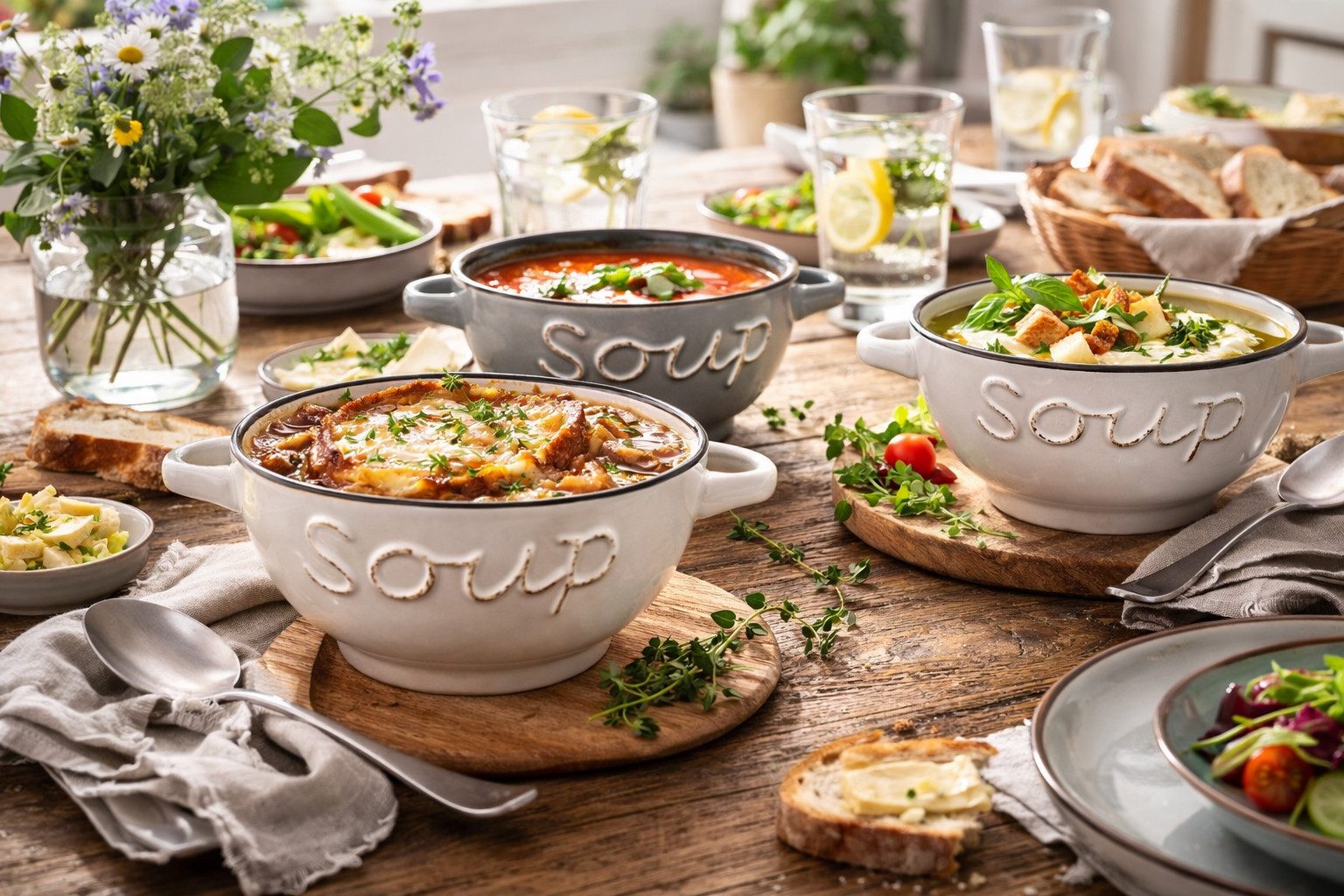 WestCraft Suppenschale Landhaus Suppenschüssel mit Griff Schüssel für heisse Suppen 650 ml, Keramik, (1-tlg), auch für Nudeln, Reis, Desserts, Salate, Suppen, H – Bild 5 von 5