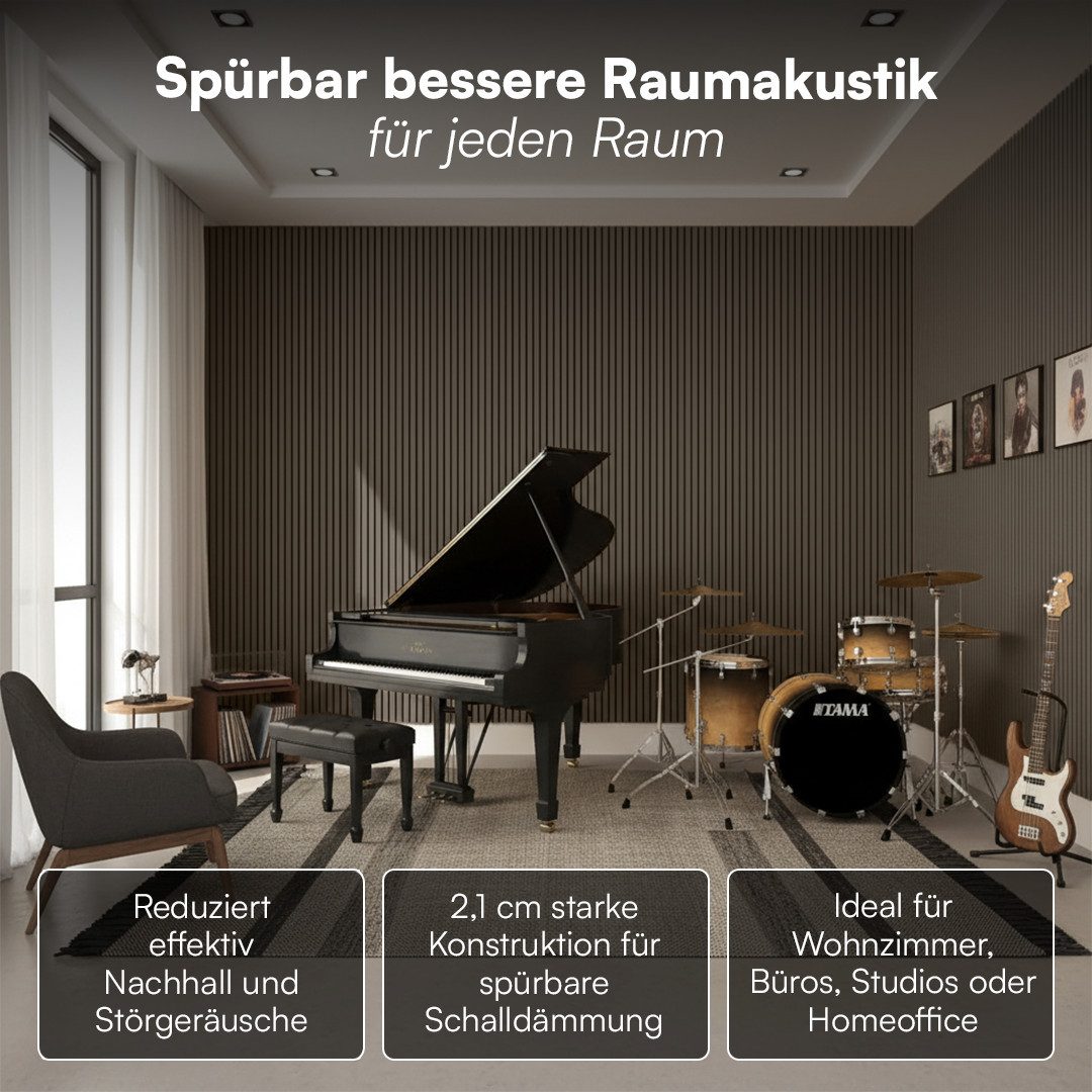 Bellamio Wandpaneel Kilwa, Akustikpaneel Holzoptik, BxL: 60x140 cm, 0,84 qm, (Walnuss, 4-tlg) 3D Lamellenwand schallabsorbierend, in verschiedenen Größen verfüg – Bild 2 von 5
