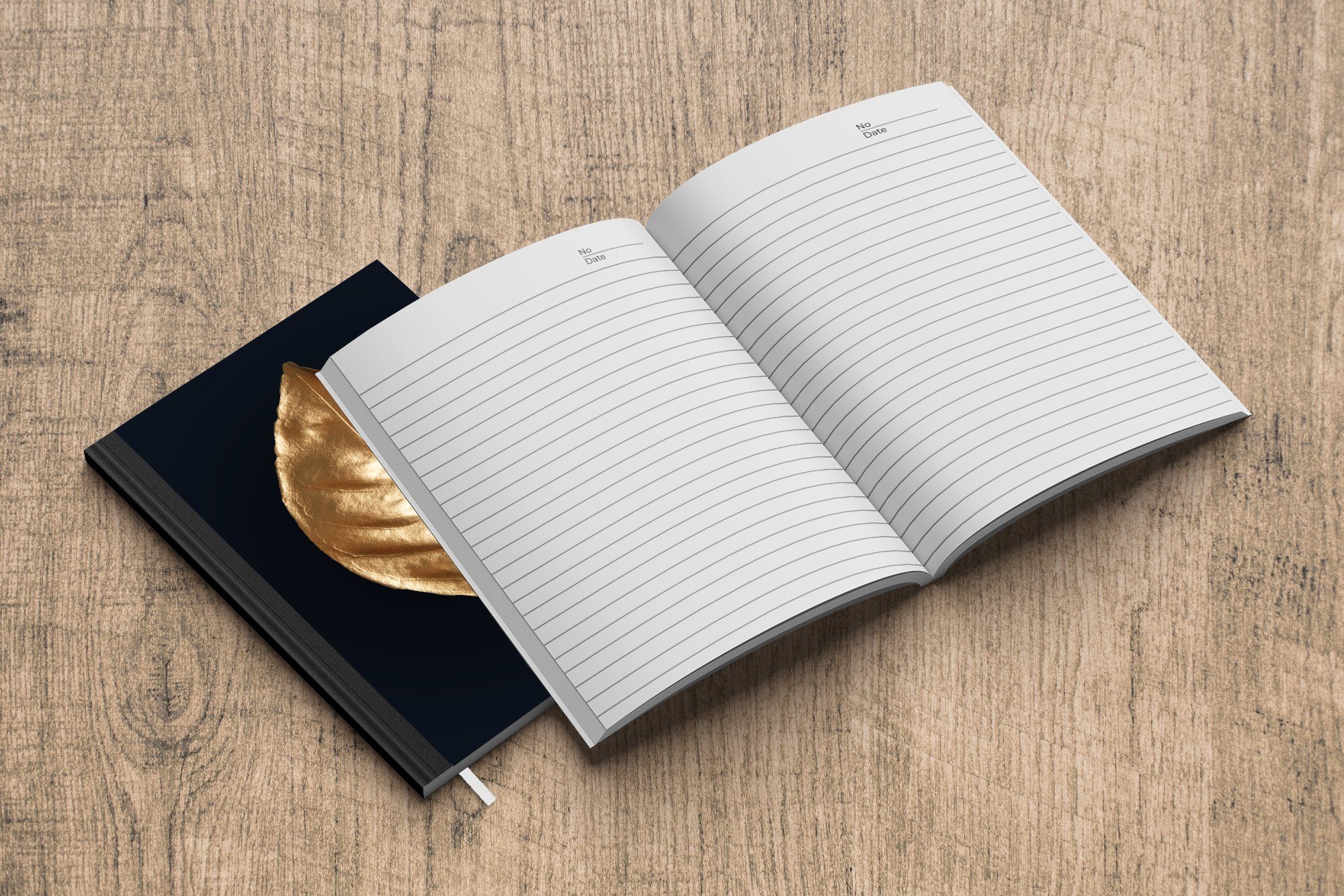 Gold Journal, Merkzettel, Seiten, Tagebuch, Chic Blätter Notizheft, - Pflanzen Schwarz, - Notizbuch A5, - MuchoWow 98 Haushaltsbuch -
