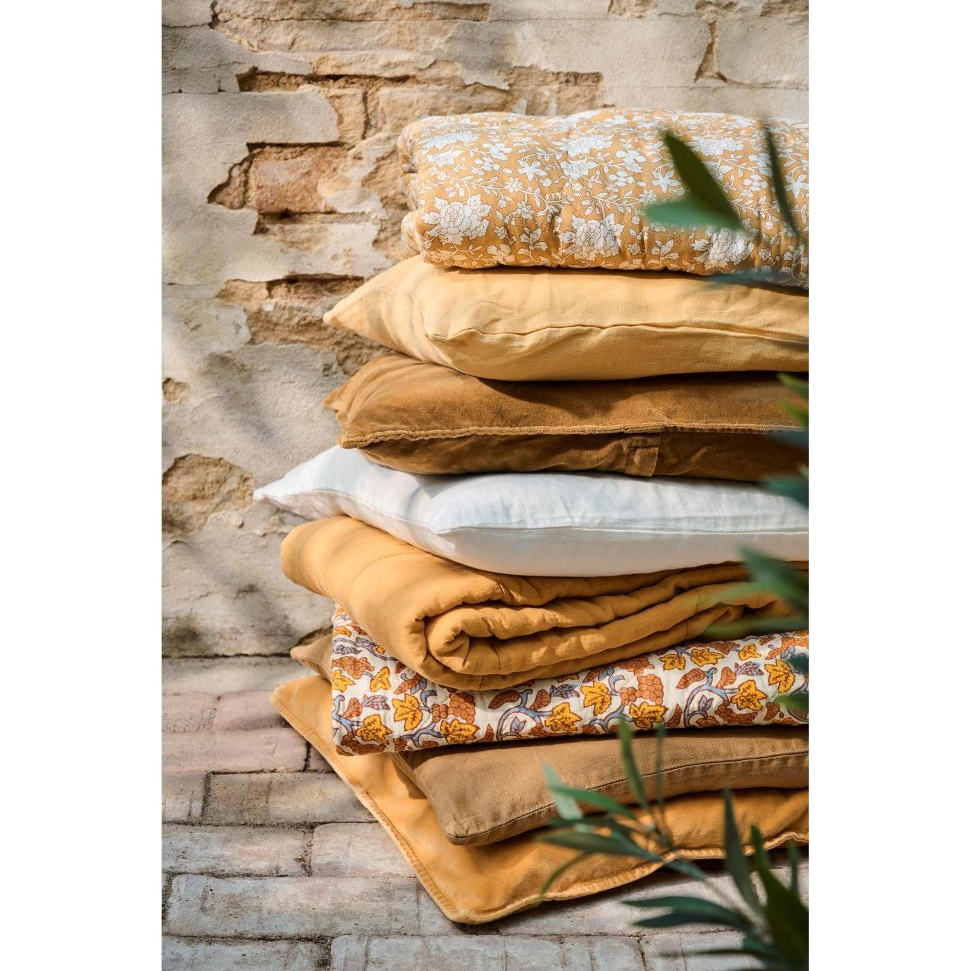 Wohndecke Ib Laursen Quilt Decke Tagesdecke mit Weinreben Gelb Orange (130x180cm, Ib Laursen