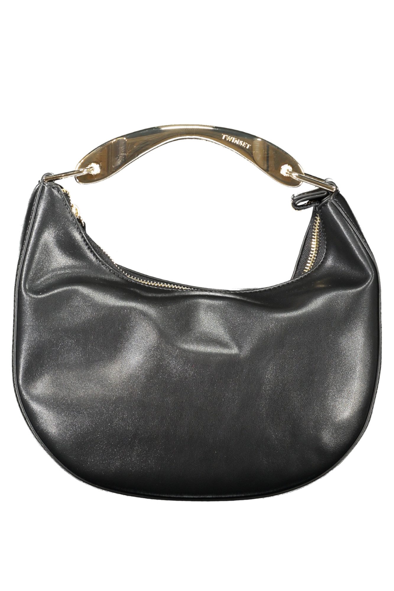 TWINSET Umhängetasche, Stylische Schwarze Hobo-Tasche mit Metall-Details und Schulterriemen