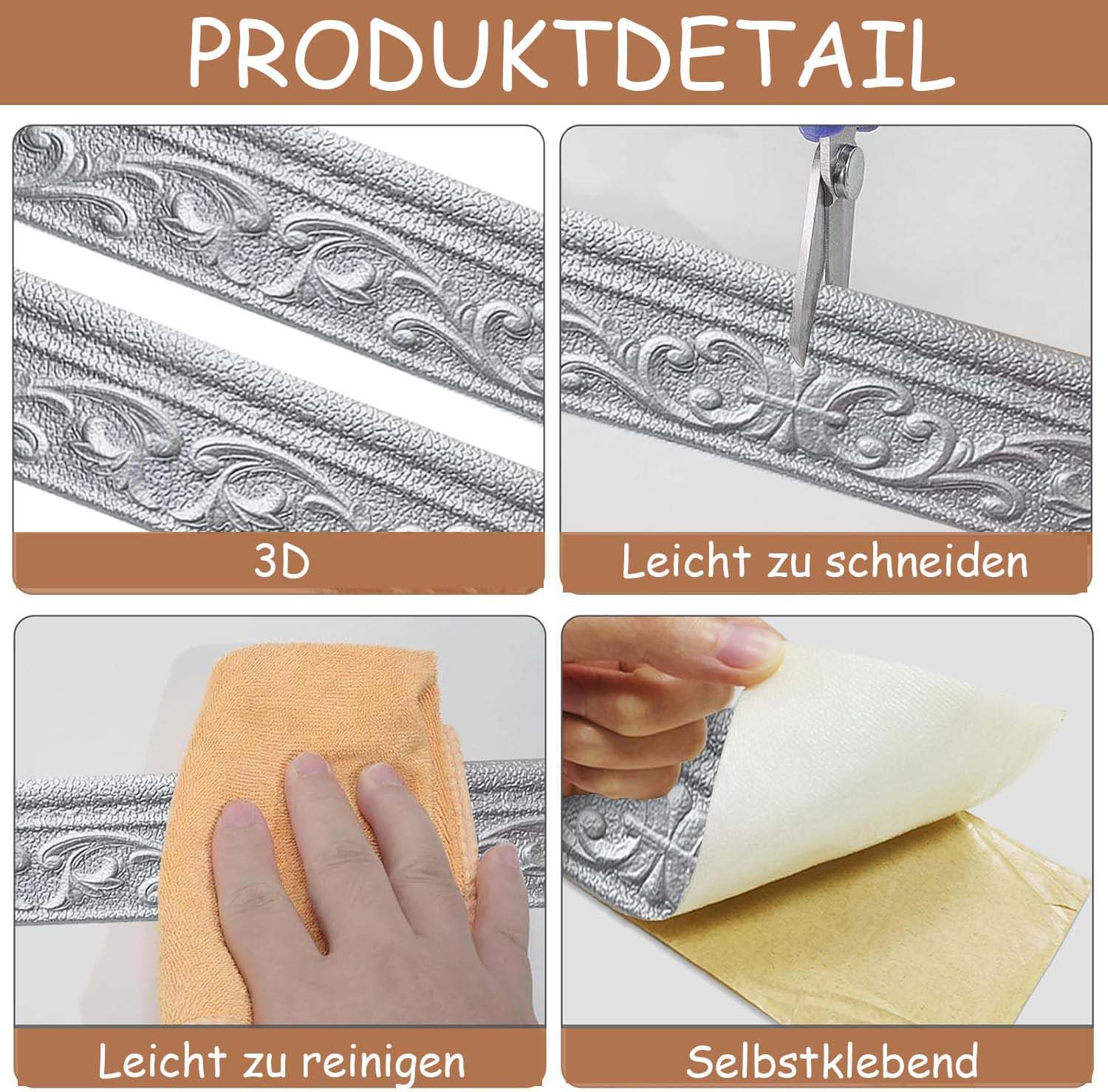 Agger Bordüre 3D Zierleisten Selbstklebende, Stuckleisten Wand – Bild 4 von 5