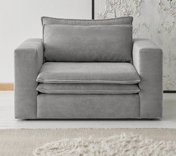 Furn.Design Loveseat Pesaro (XXL Polstersessel mit Cordbezug, Breite 125 cm), wahlweise mit Hocker