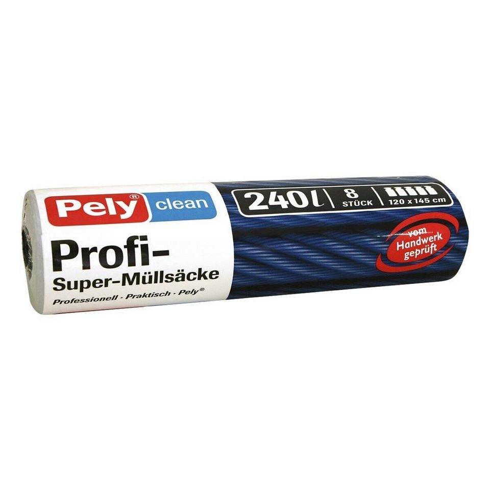 PELY Müllbeutel, 8 Stück/Rolle, Schwerlast-Müllsäcke 240 Liter, blau ...
