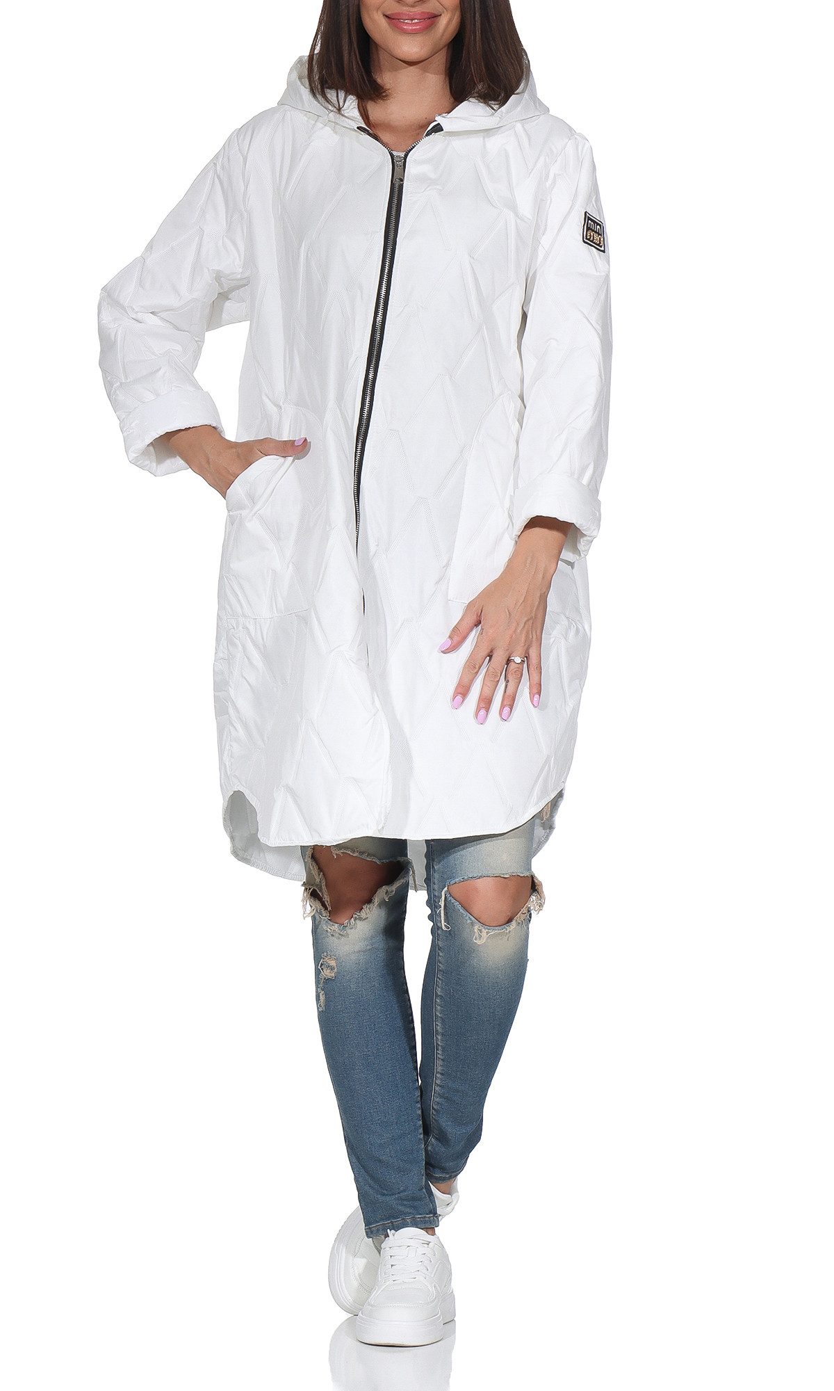 simaranda Langjacke Steppjacke lang stylischer Trenchcoat 5343 mit Kapuze