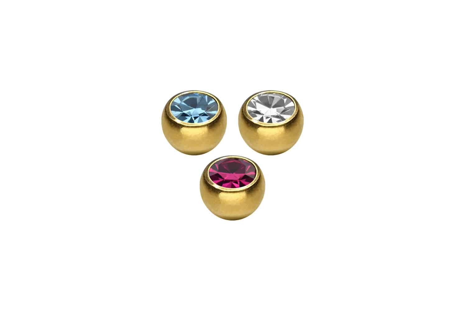 PIERCINGLINE Piercing-Set SET Chirurgenstahl Schraubkugel KRISTALL (Schraub-Aufsätze, 3er SET2 = 1,2 mm Gewinde)