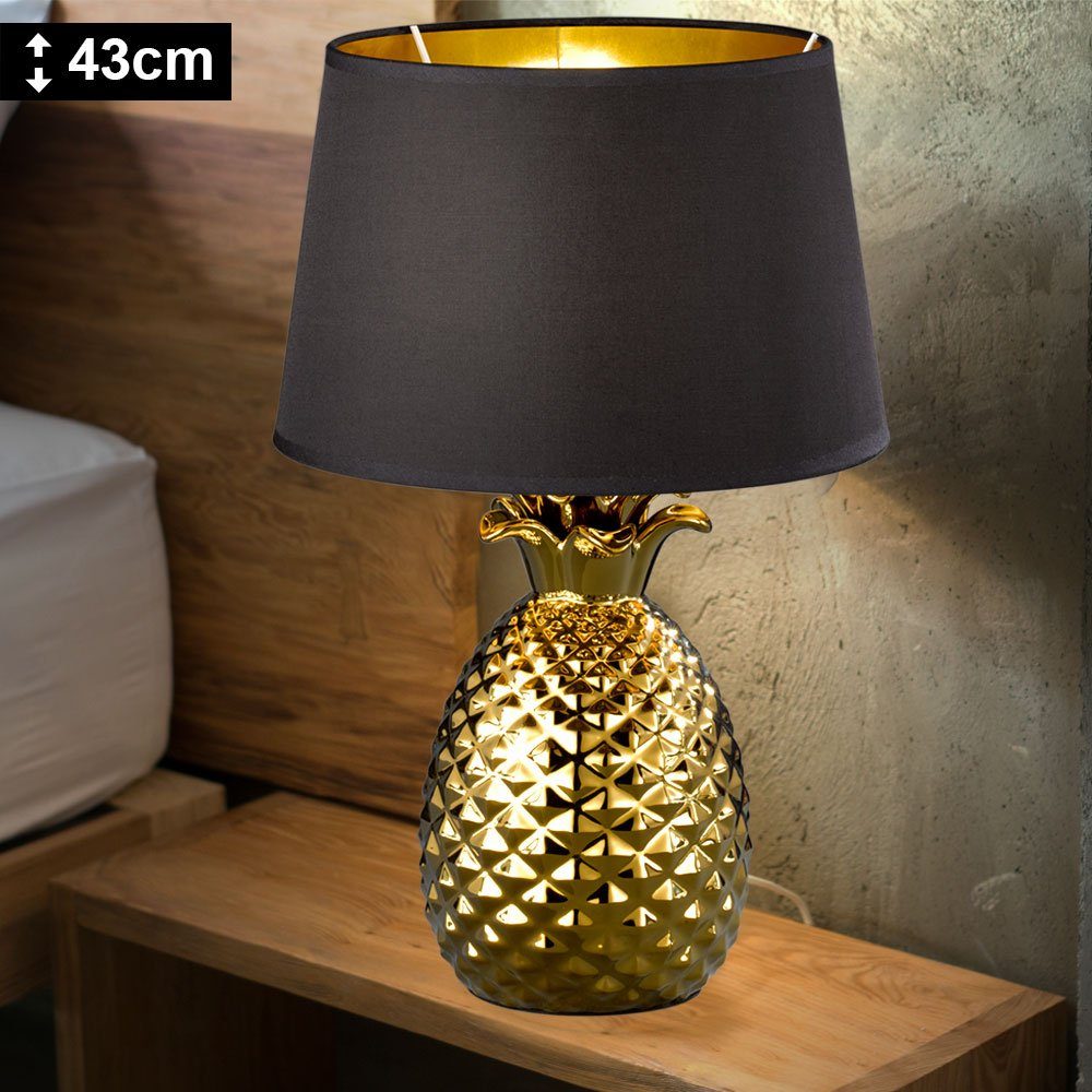 Warmweiß, Ananas Tischleuchte, Lese Leuchtmittel Lampe Tisch Optik LED Ess Zimmer inklusive, Leuchte etc-shop