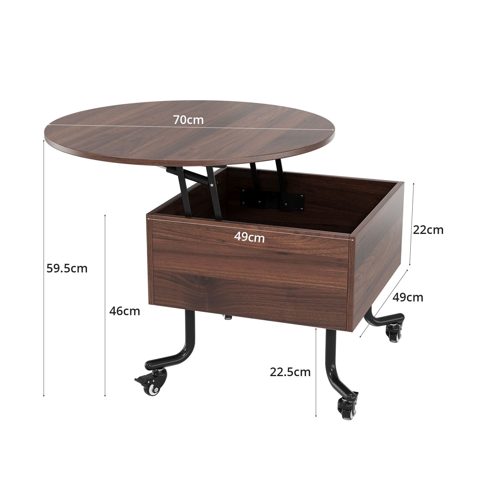 VOWNER Couchtisch Höhenverstellbarer, mit Lenkrollen, Wohnzimmertisch mit V günstig online kaufen