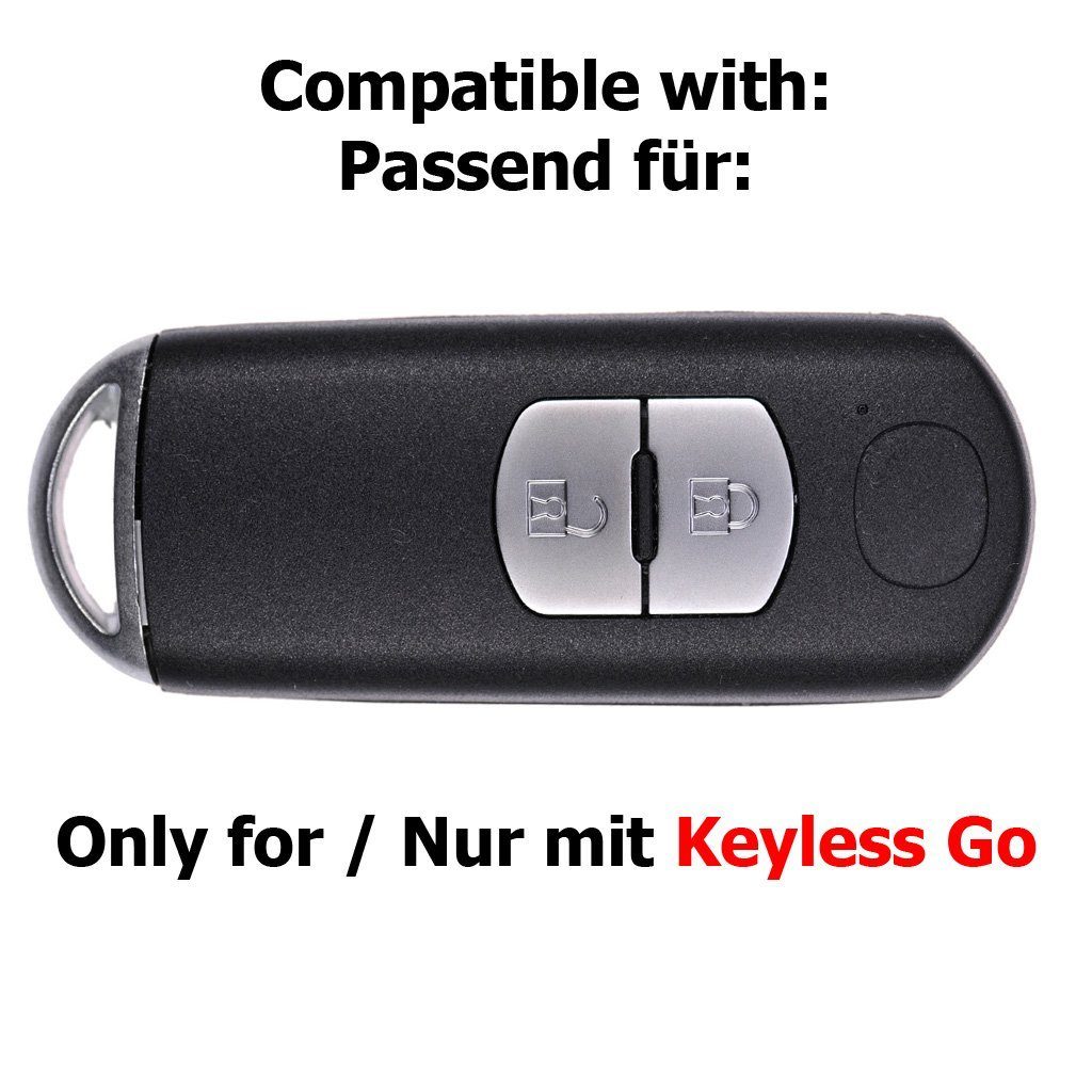 mt-key Schlüsseltasche Mazda 3 KEYLESS Tasten 2 2 SMARTKEY MX-5 2 Softcase Silikon Grau, CX-3 CX-5 6 Autoschlüssel Tasten Schutzhülle für