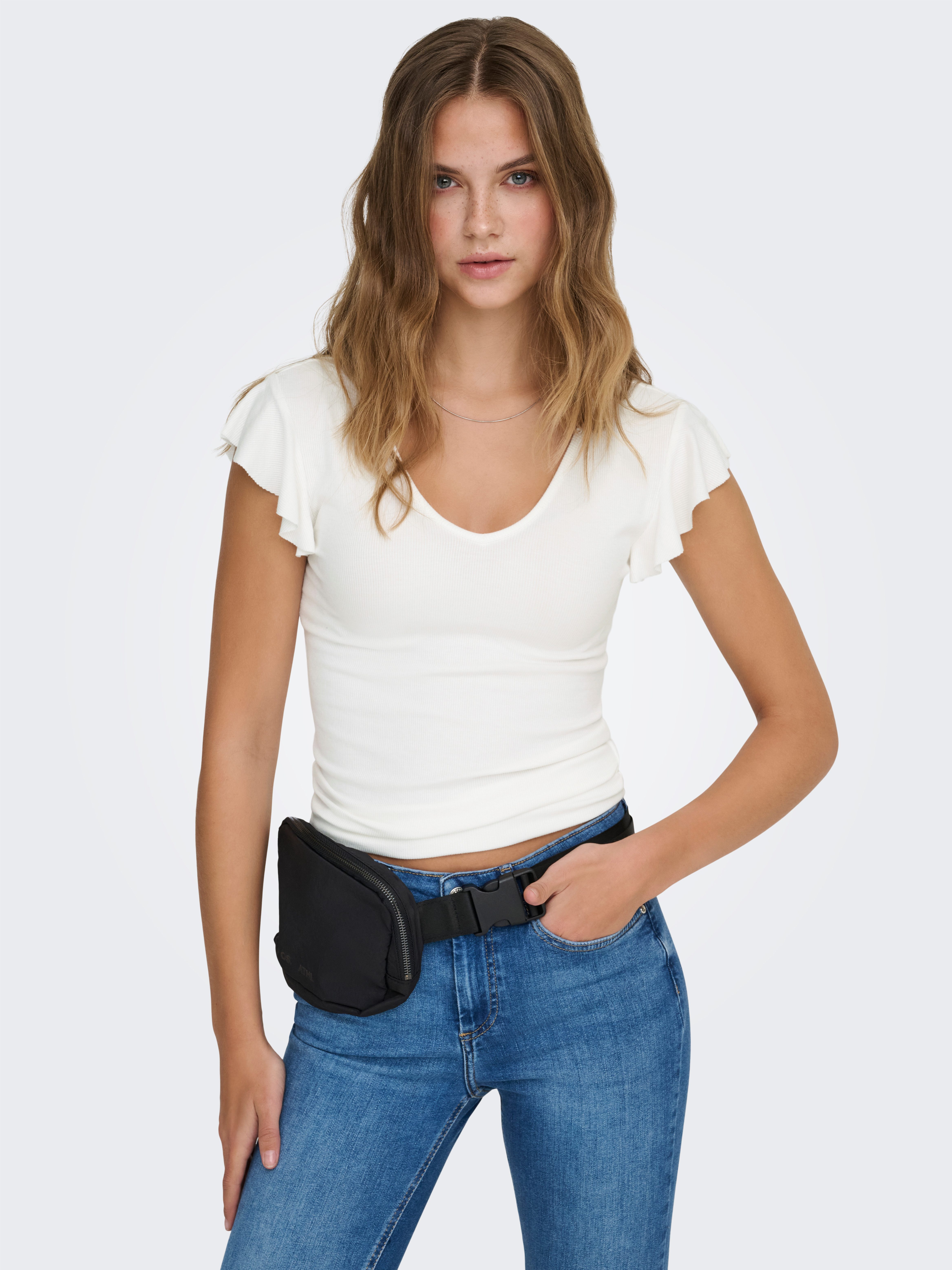 ONLY V-Shirt ONLBELIA – V-Ausschnitt für femininen Sommerkomfort Viskosemischung, regular fit, Rundhals