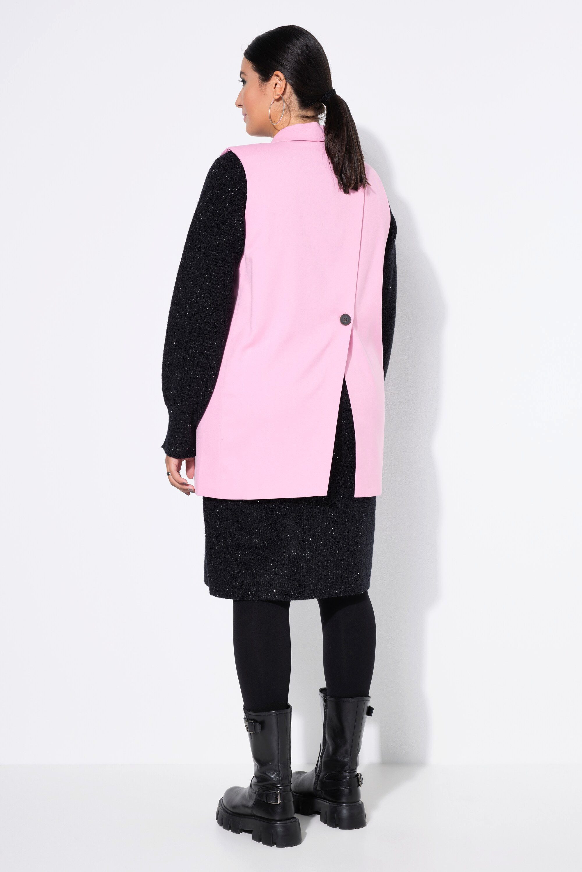 Studio Untold Steppweste Anzugweste oversized Rückenschlitz mit Knopf