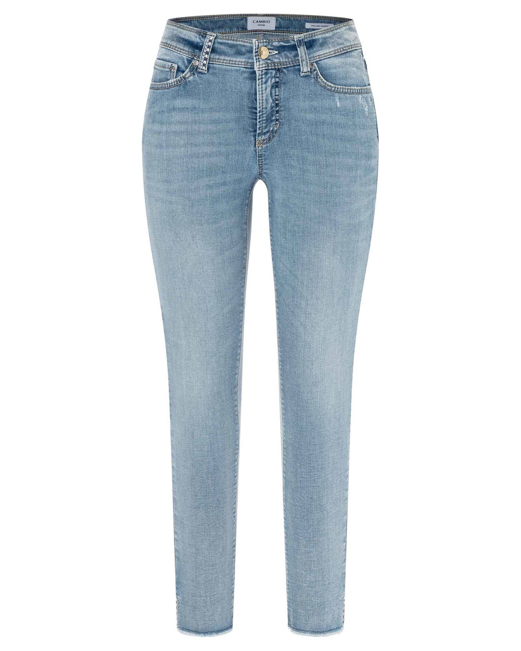 (1-tlg) Cambio blau verkürzt Jeans 5-Pocket-Jeans Damen PIPER