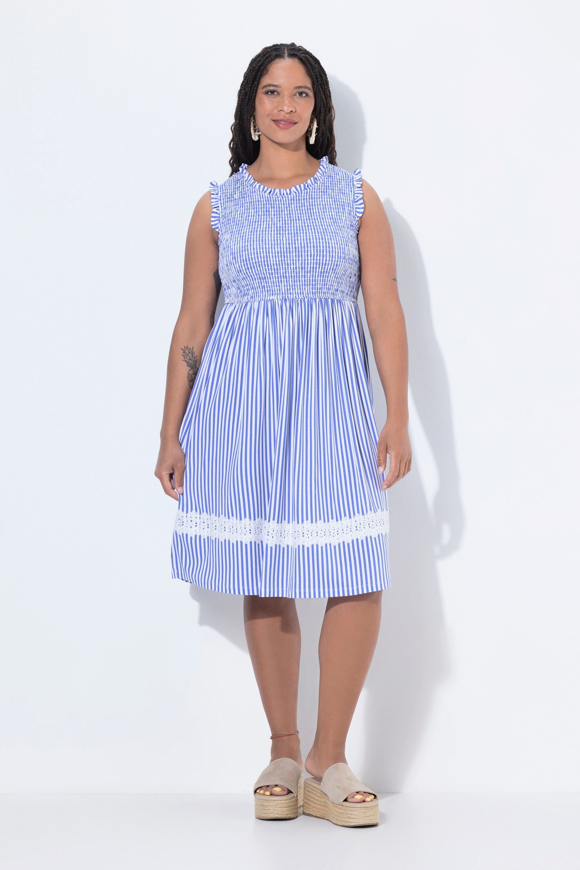 Jerseykleid Smok-Kleid ärmellose A-Linie Smok-Oberteil
