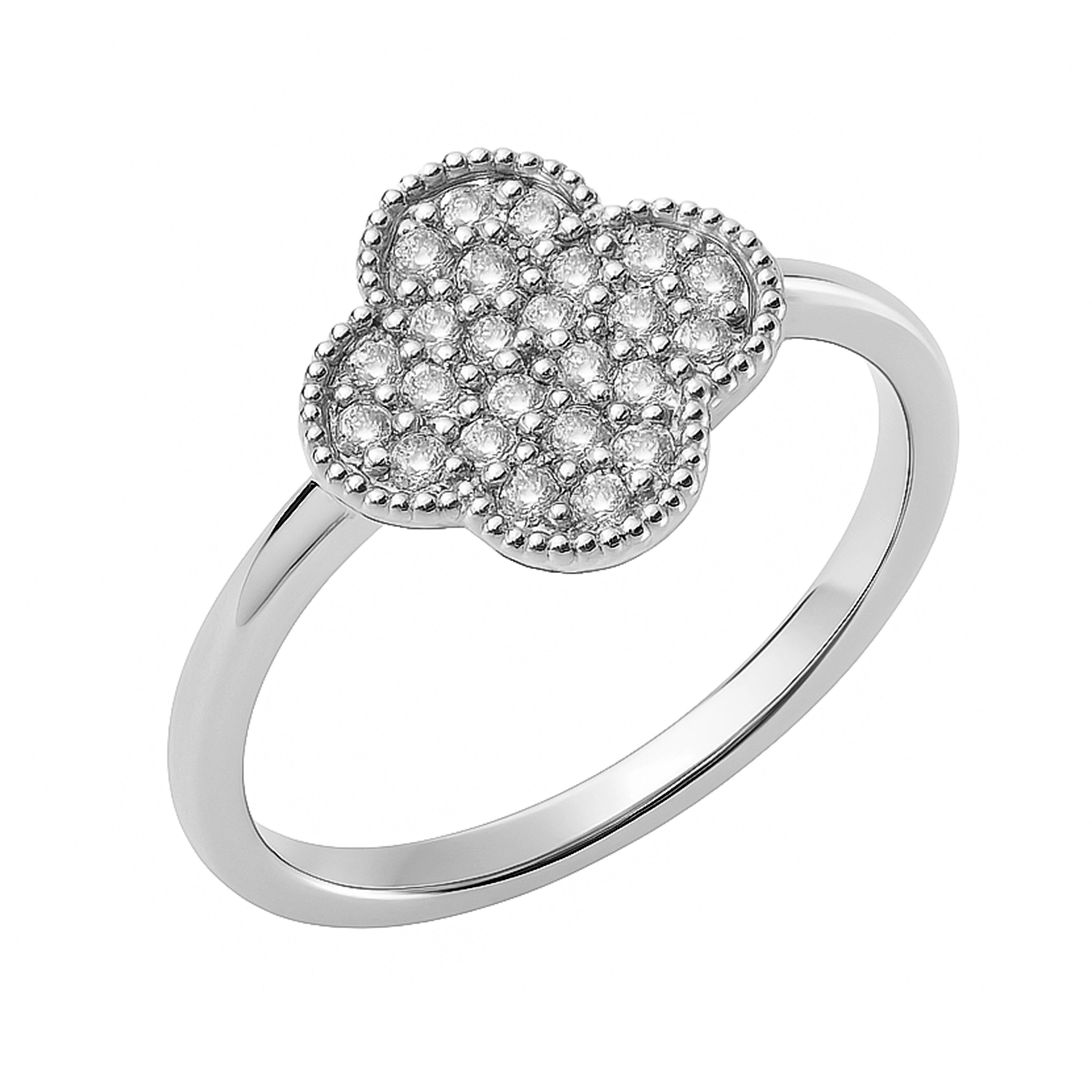 Firetti Fingerring Schmuck Geschenk Silber 925 Damenring Ring Kleeblatt, mit Zirkonia (synth)