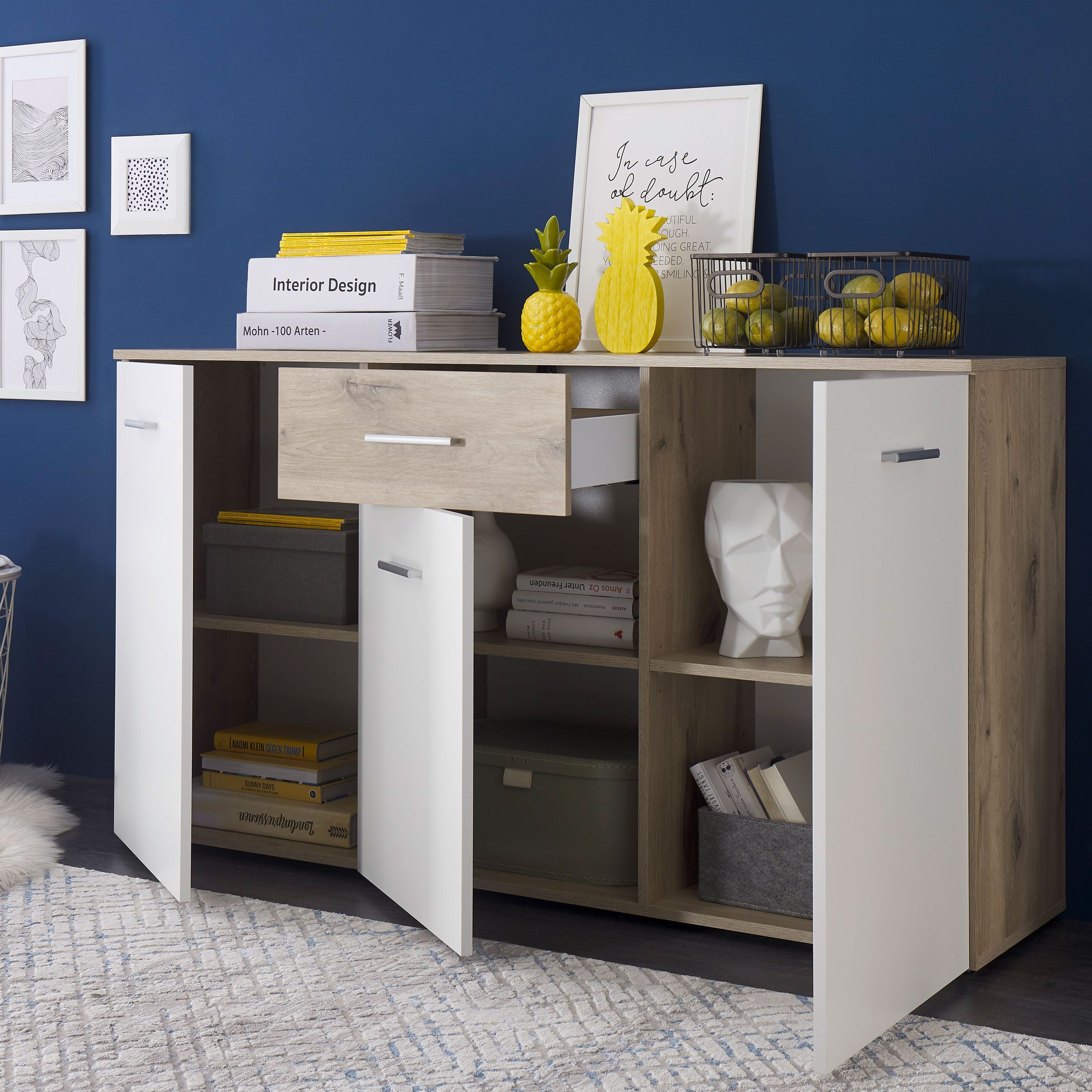 Bega Consult Sideboard Sideboard BZ5095 weiß Eiche 3 Türen günstig online kaufen