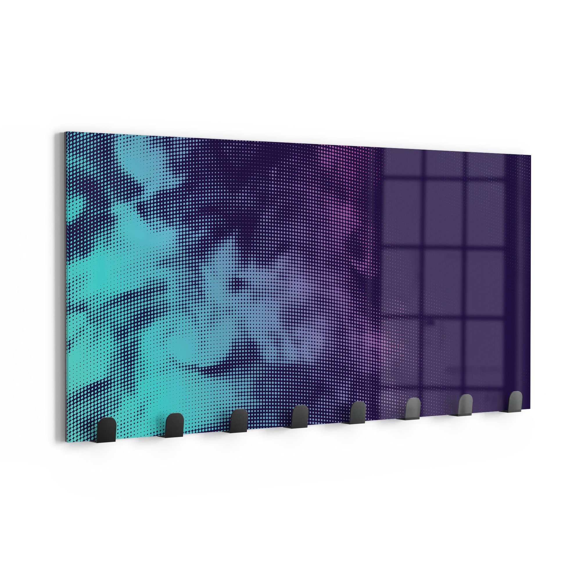 DEQORI Гачок для одягу 'Türkis-pinker Farbdunst', Glas Garderobe Paneel magnetisch beschreibbar