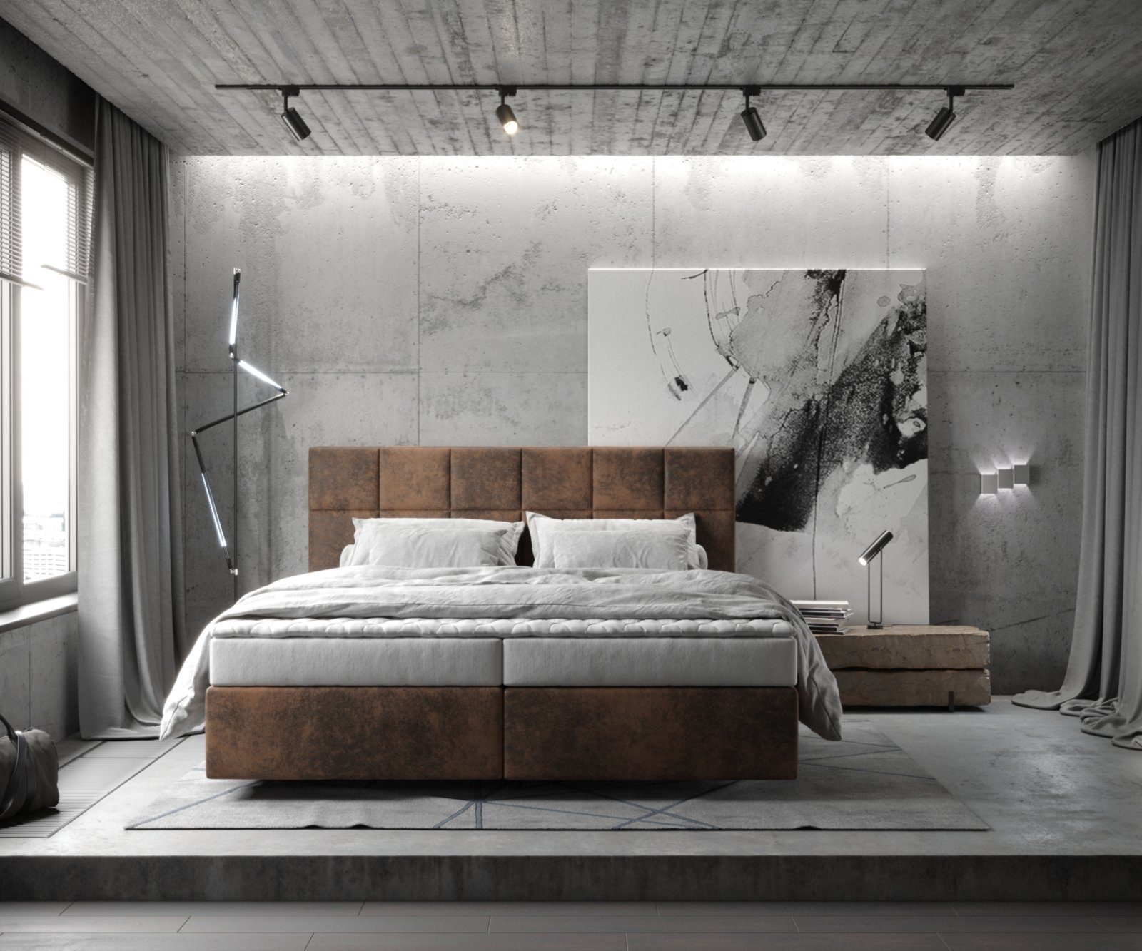 DELIFE Boxspringbett Dream-Fine, Mikrofaser Braun 180x200 günstig online kaufen