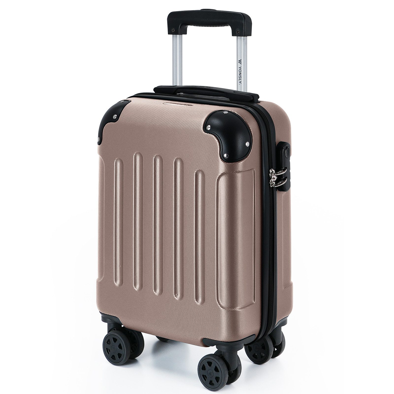 YONSLY Hartschalen-Trolley Hartschalen-Reisekoffer Trolley Rollkoffer in S/M/L/XL Größen, 4 Rollen, mit 360°-Lenkrollen, Zahlenschloss und mehrstufigem Teleskopgriff