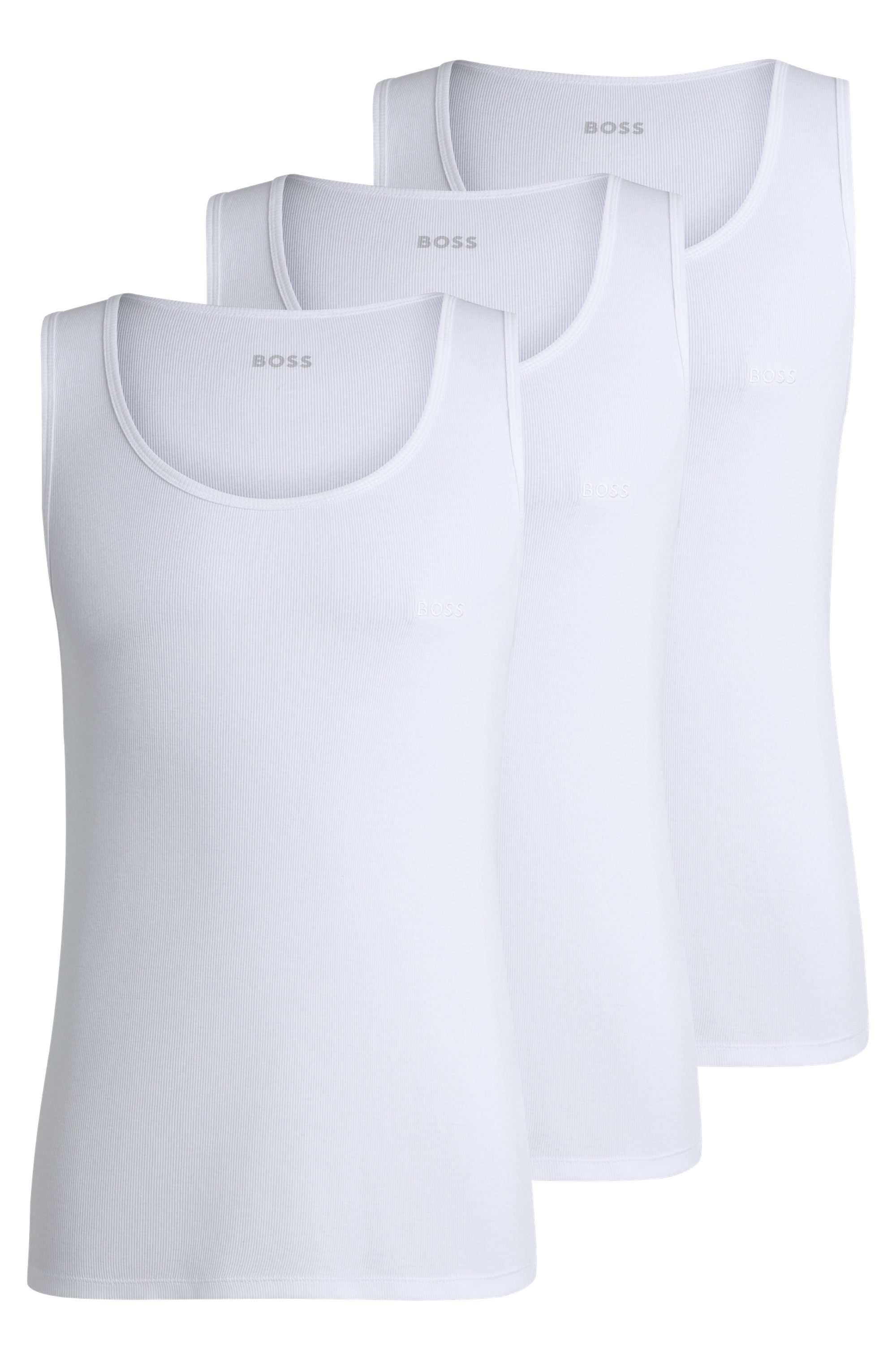 BOSS Tanktop 3P RibClassic BOSS ONE Ton in Ton Stickerei auf der Brust günstig online kaufen