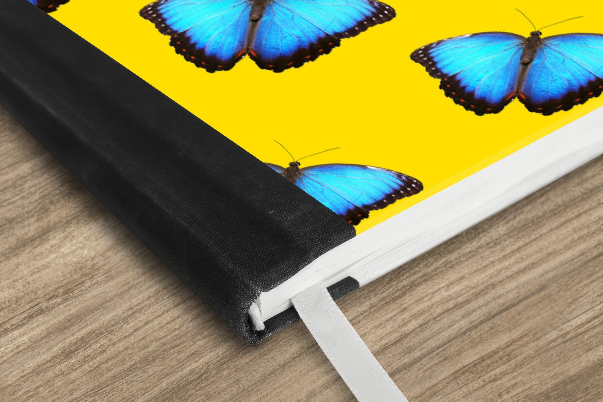 Notizheft, Schmetterlinge Merkzettel, Muster, Tagebuch, Seiten, Blau A5, Haushaltsbuch - MuchoWow Notizbuch Journal, - 98