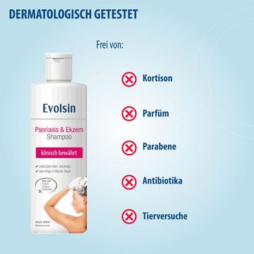 Evolsin Kopfhaut-Pflegeshampoo Ekzem & Psoriasis Shampoo - OHNE Kortison, Patentierte Wirkweise gegen Schuppenflechte und Seborrhoisches Ekzem