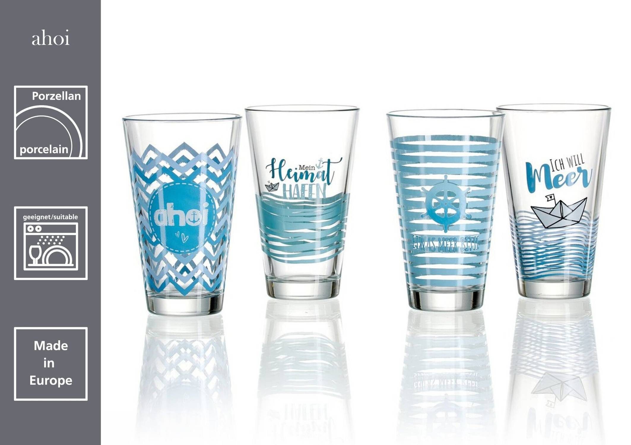 Ritzenhoff & Breker Glas Trinkglas Ahoi Etwas Meer 330 ml Blau, Glas