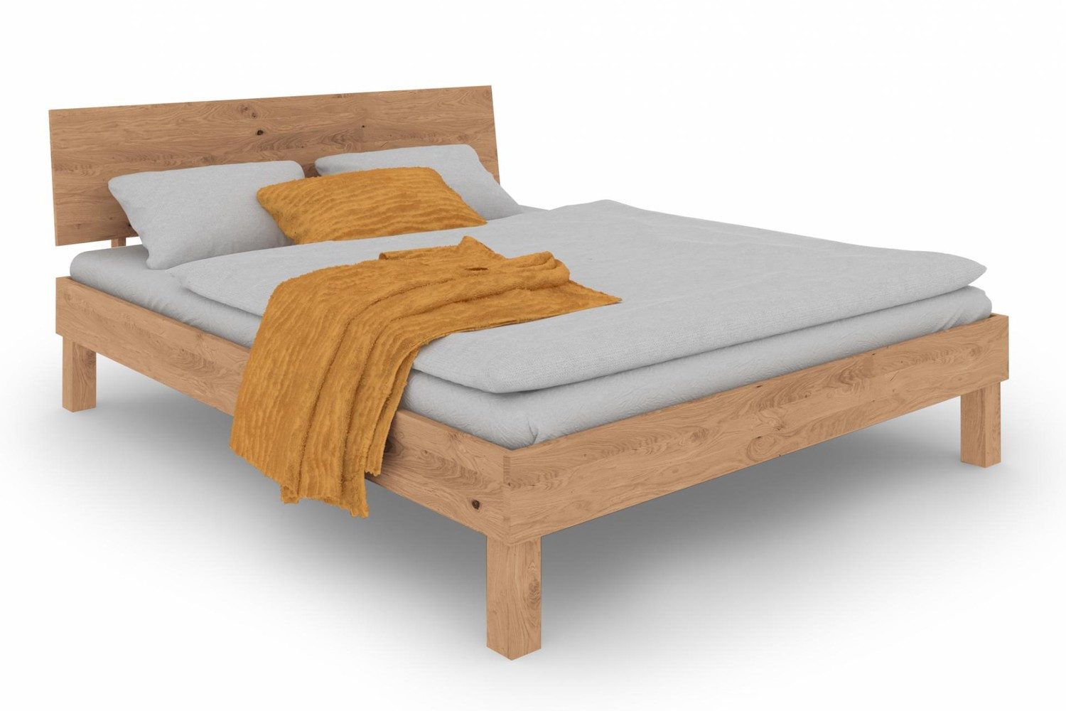 Natur24 Einzelbett Zigo Bett 120 x 220 cm Wildeiche Bianco