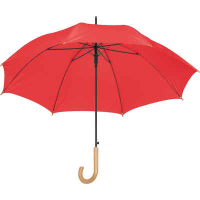 Livepac Office Stockregenschirm Automatik-Regenschirm mit Holzgriff und Holzspitzen / Farbe: rot